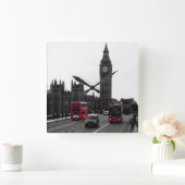 Londoner Tourbus und Big ben Mauer Quadratische Wanduhr (Zuhause)