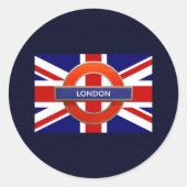Londoner U-Bahn/England-Flagge Runder Aufkleber (Vorderseite)