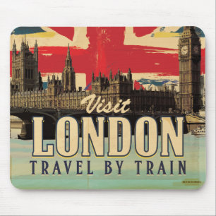 Londoner Vintage-Poster besuchen Mousepad