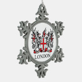 Londoner Wappen Schneeflocken Zinn-Ornament (Links)