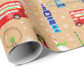Londoner Weihnachts-Beige-Muster Hintergrund Geschenkpapier (Rolleneckpunkt)