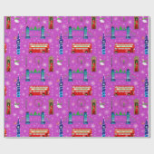 Londoner Weihnachts-Lila-Muster Hintergrund Geschenkpapier (Flach)
