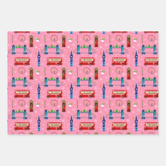 Londoner Weihnachtsgeschmack Geschenkpapier Set (Vorderseite)