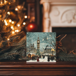 Londoner Weihnachtsszene im Schnee Feiertagskarte