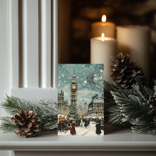 Londoner Weihnachtsszene im Schnee Karte