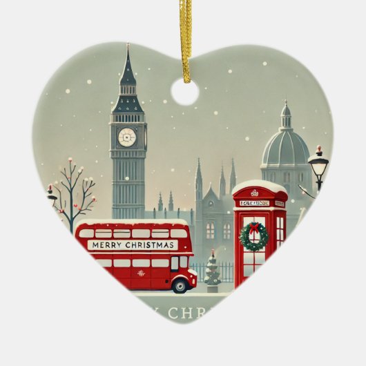 Londoner WeihnachtsWeihnachten | Big Ben & Festive Keramik Ornament (Vorne)