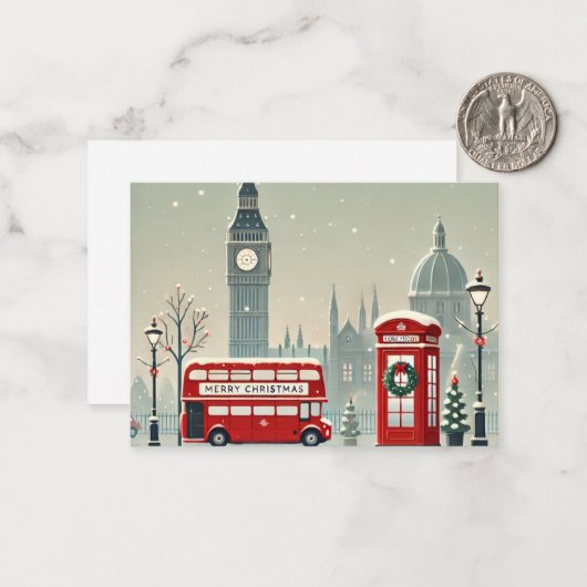 Londoner WeihnachtsWeihnachten | Big Ben & Festive Mitteilungskarte (Vorderseite/Rückseite Beispiel)