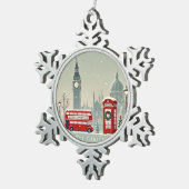 Londoner WeihnachtsWeihnachten | Big Ben & Festive Schneeflocken Zinn-Ornament (Rechts)