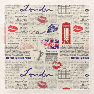 Londoner Zeitungsmuster Glasuntersetzer