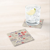 Londoner Zeitungsmuster Rechteckiger Pappuntersetzer (Vor Ort)