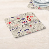 Londoner Zeitungsmuster Rechteckiger Pappuntersetzer (angewinkelt)