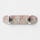 Londoner Zeitungsmuster Skateboard (Horizontal)