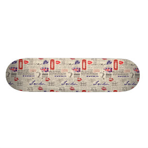 Londoner Zeitungsmuster Skateboard