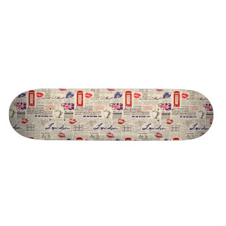 Londoner Zeitungsmuster Skateboard