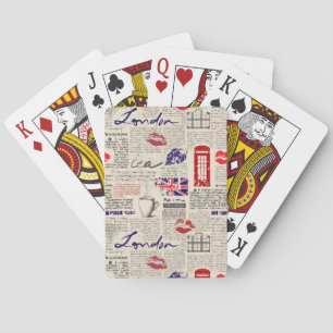 Londoner Zeitungsmuster Spielkarten