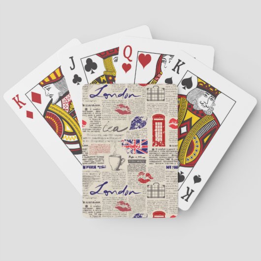 Londoner Zeitungsmuster Spielkarten (Rückseite)