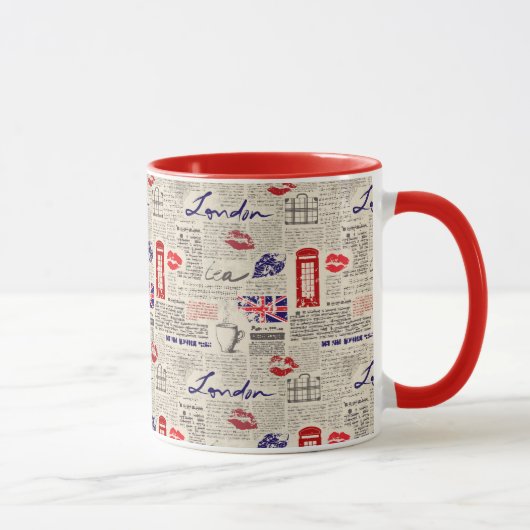 Londoner Zeitungsmuster Tasse (Rechts)