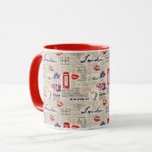 Londoner Zeitungsmuster Tasse (Vorderseite Links)