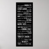 Londons beliebte Plätze auf einem typografischen P Poster (Vorne)