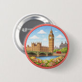 Londons Big Ben Button (Vorne & Hinten)