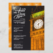 Londons "Big Ben", das "Silvestermenü" des Party Menükarte (Vorne/Hinten)