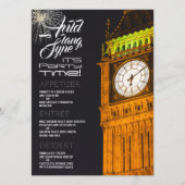 Londons "Big Ben", das "Silvestermenü" des Party Menükarte (Vorderseite)