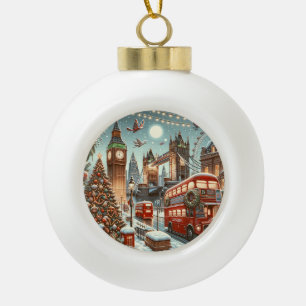 Londons festlicher Glanz - Lebendige Weihnachtskar Keramik Kugel-Ornament