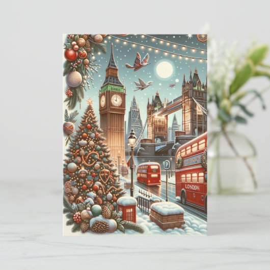 Londons festlicher Splendor - ein lebendiger Weihn Dankeskarte (Stehend Vorderseite)