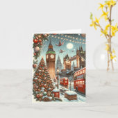 Londons festlicher Splendor - ein lebendiger Weihn Karte (Gelbe Blume)