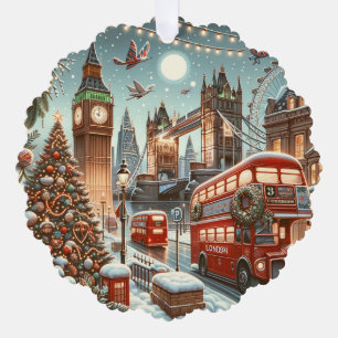 Londons festlicher Splendor - ein lebendiger Weihn Ornament Karte