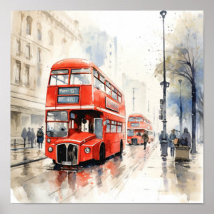 Londons Ikonische Doppeldecker-Busse, (D) Poster
