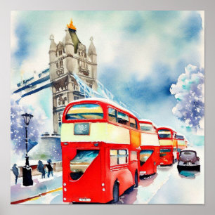 Londons Ikonische Doppeldecker-Busse, (H) Poster