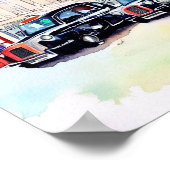 Londons Ikonische Schwarztaxi-Kabinen (E) Poster (Ecke)