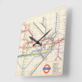 Londons Untergrund-Karte Quadratische Wanduhr (Winkel)