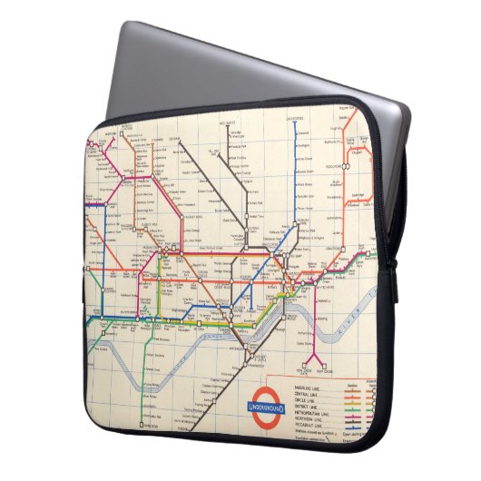Londons Untergrund Map Laptopschutzhülle (Vorderseite Links)