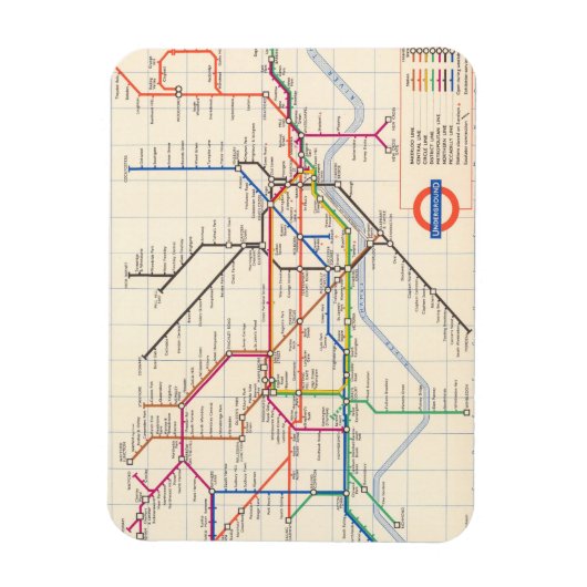 Londons Untergrund Map Magnet (Vertikal)