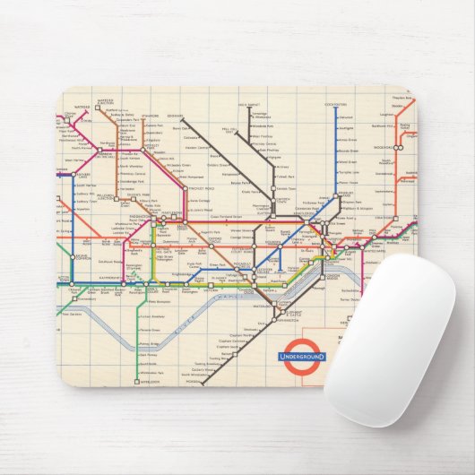 Londons Untergrund Map Mousepad (Mit Mouse)