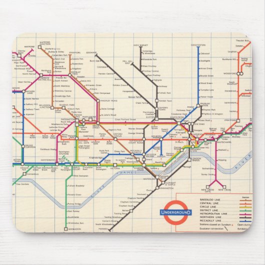 Londons Untergrund Map Mousepad (Vorne)