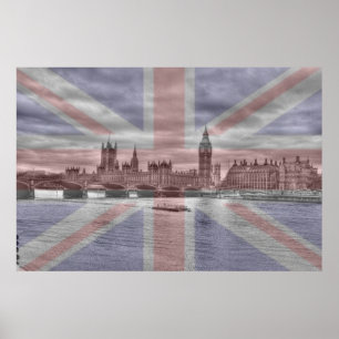 Londonskyline-Gewerkschafts-Jack-Flagge Poster