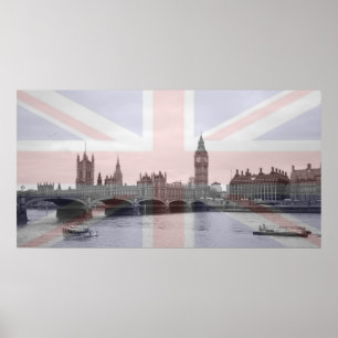 Londonskyline-Gewerkschafts-Jack-Flagge Poster