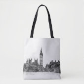 Londonskyline-schwarze u. weiße Taschen-Tasche Tasche (Vorderseite)