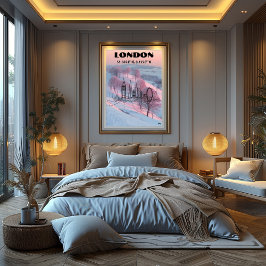 Londres: Arte de línea con coordenadas. Poster