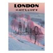 Londres: Arte de línea con coordenadas. Poster (Vorderseite)