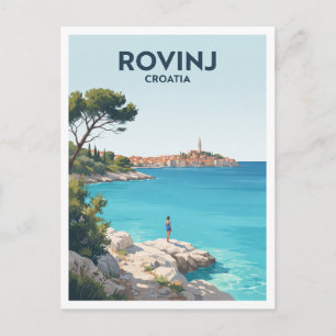 Lone Bay und Altstadt von Rovinj, Istrien, Kroatie Postkarte