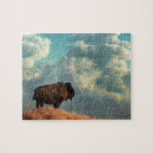 Lone Bison und Sturm nähern Puzzle (Horizontal)