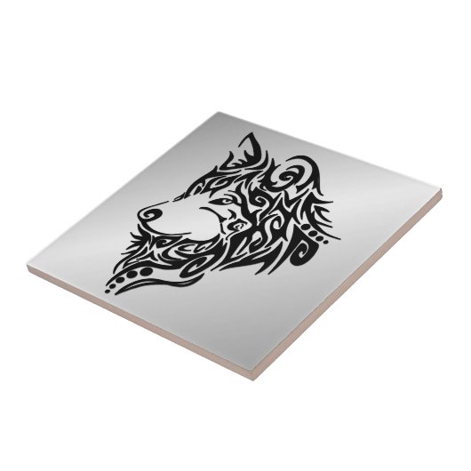 Lone Black Tribal Wolf Fliese (Seite)