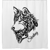 Lone Black Tribal Wolf Personal Duschvorhang (Vorderseite)