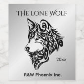 Lone Black Tribal Wolf Weinetikett (Einzelnes Label)