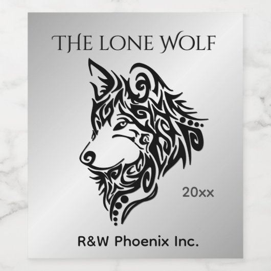 Lone Black Tribal Wolf Weinetikett (Einzelnes Label)