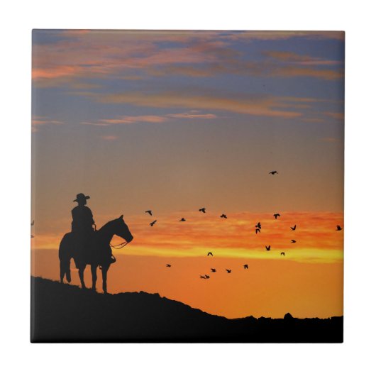 Lone Cowboy Art Tile Fliese (Vorderseite)